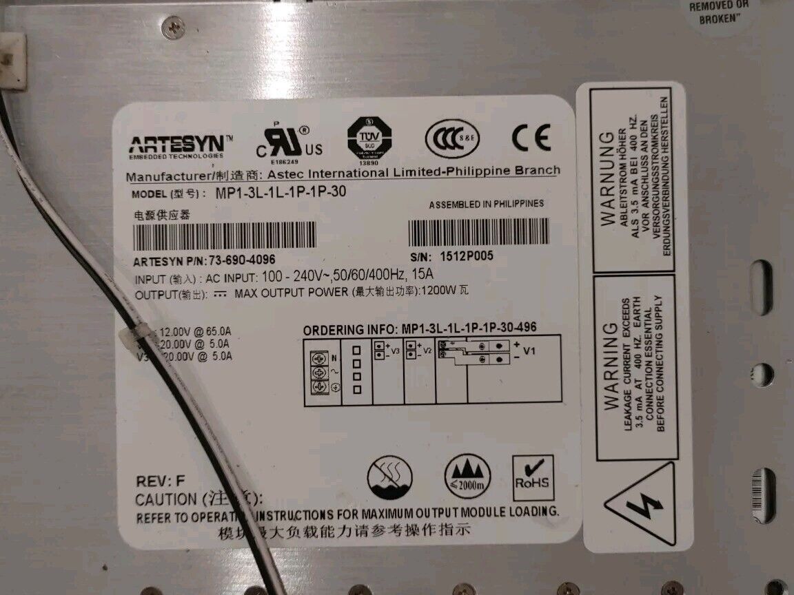 2x ARTESYN MVP SERIES MP1-3L-1L-1P-1P-30 ASTEC PSE2-230-H-072 P/N 73-690-4096