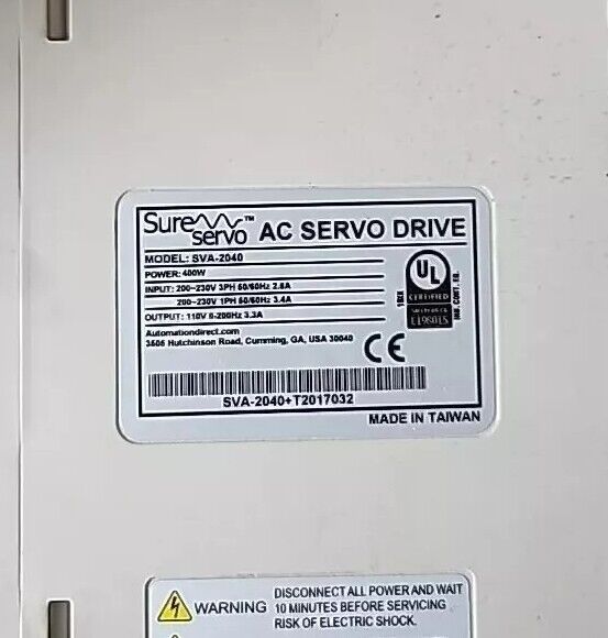Automation Direct SureServo servo drive, 230 VAC, 1-phase or 3-phase, SVA-2040