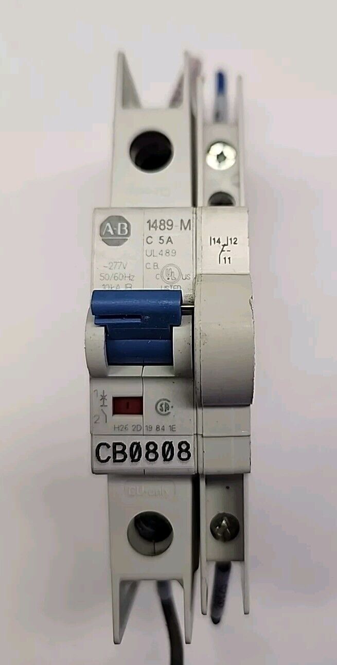 Allen Bradley 1489-M C 5A Amp Din Rail Circuit Breaker With 1489-AMRA3 Contact