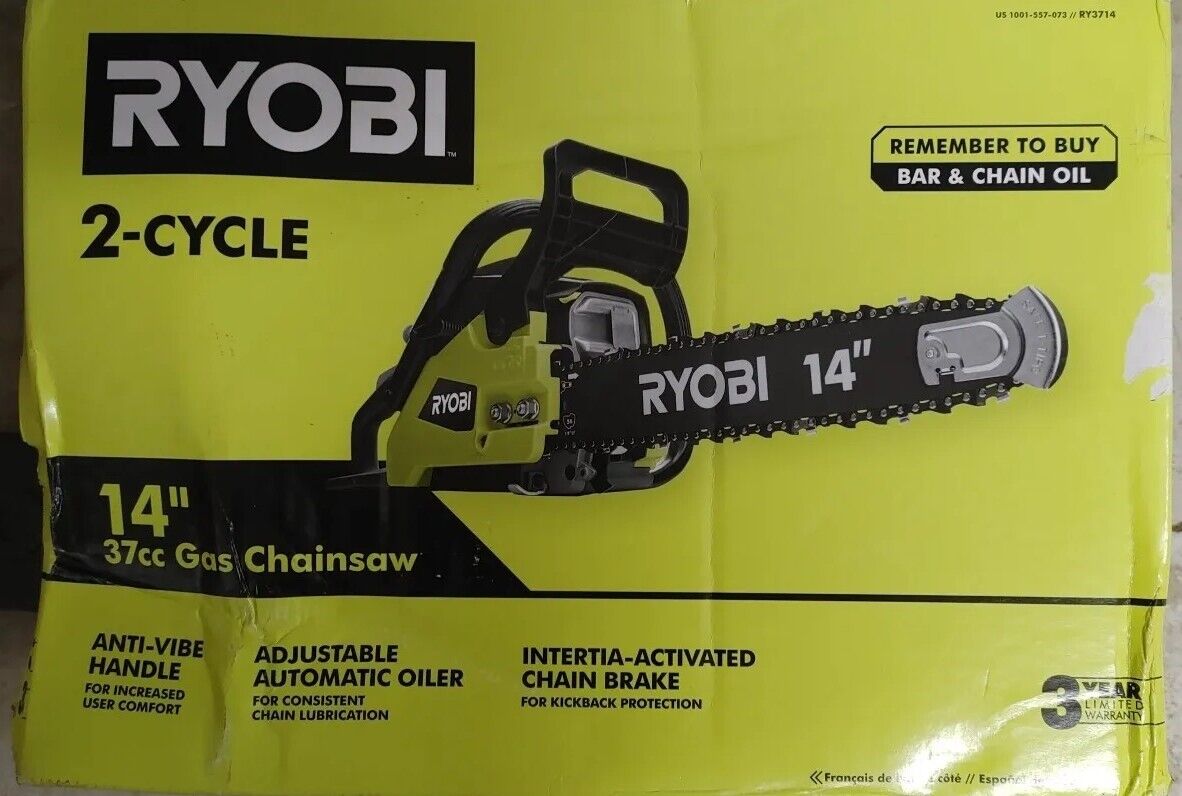 Ryobi RY3714 2 Cycle 14" 37cc Gas Powered Chainsaw with Warranty Free