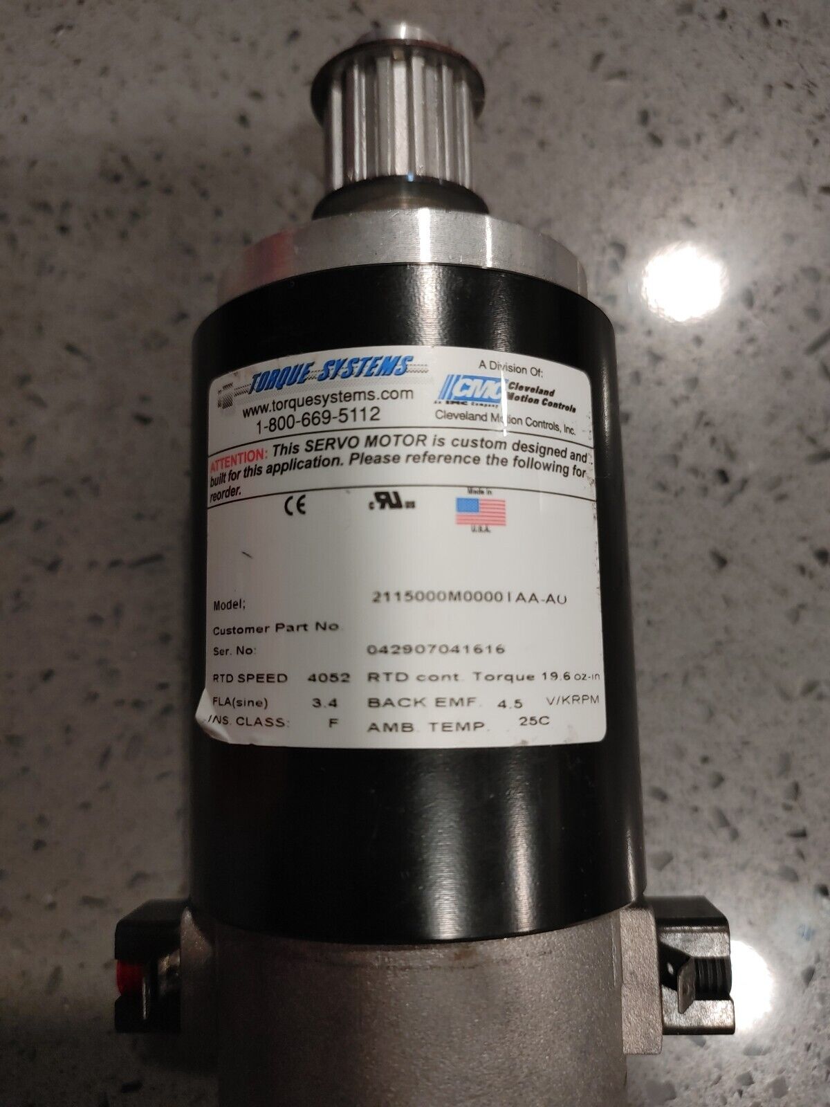 2115000M0000 I AA-AO, Torque Systems, SERVO MOTOR Free Shipping
