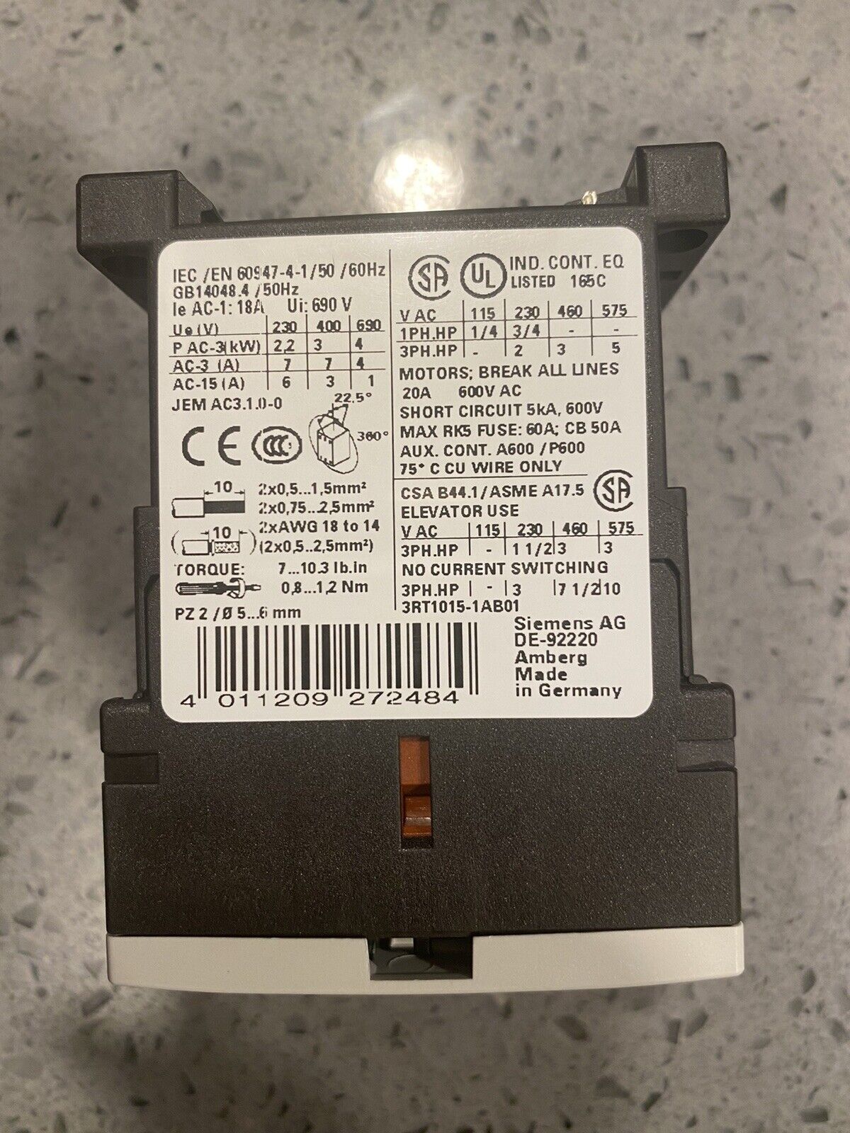 Used Siemens 3RT1015-1AB01 * AC24V* 50/60Hz w/ warranty