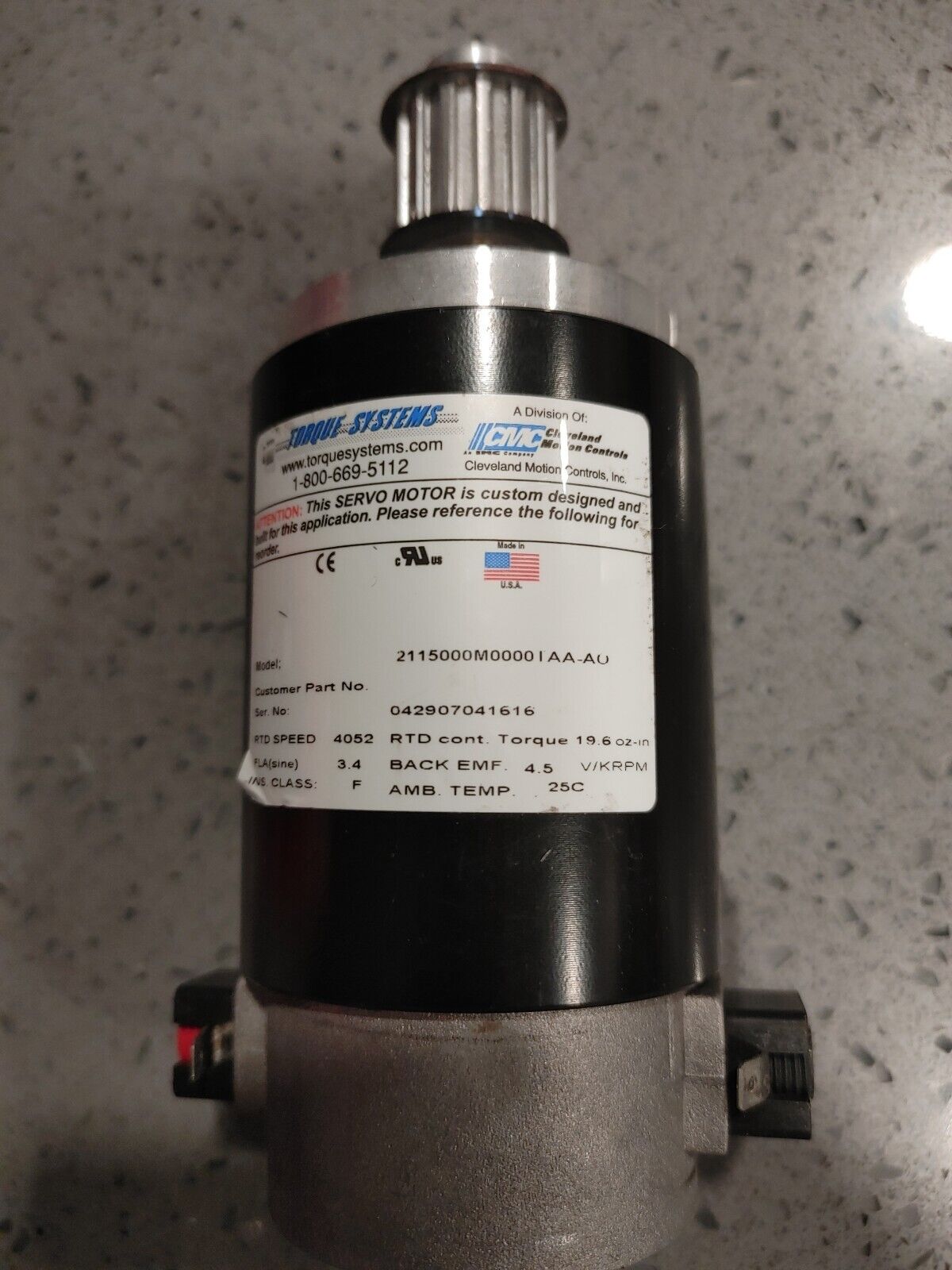 2115000M0000 I AA-AO, Torque Systems, SERVO MOTOR Free Shipping