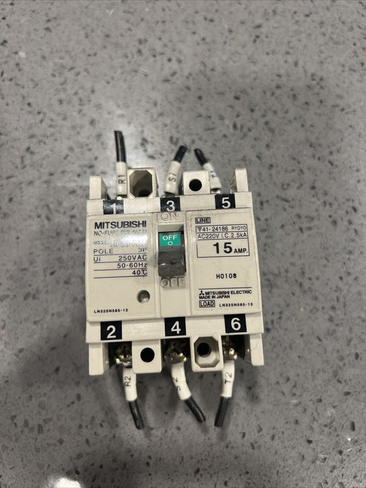 Used MITSUBISHI 15AMP 3 POLE CIRCUIT BREAKER NF30-FAU w/ warranty
