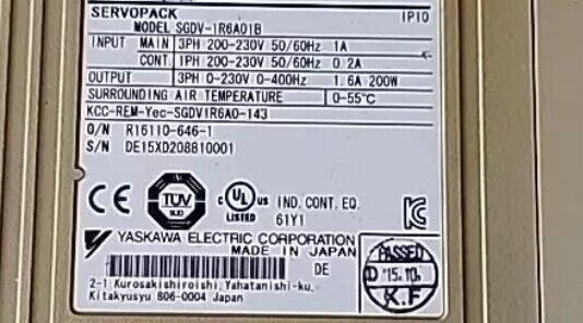YASKAWA SGDV-1R6A01B 200W Servopack with Warranty & Free Shipping