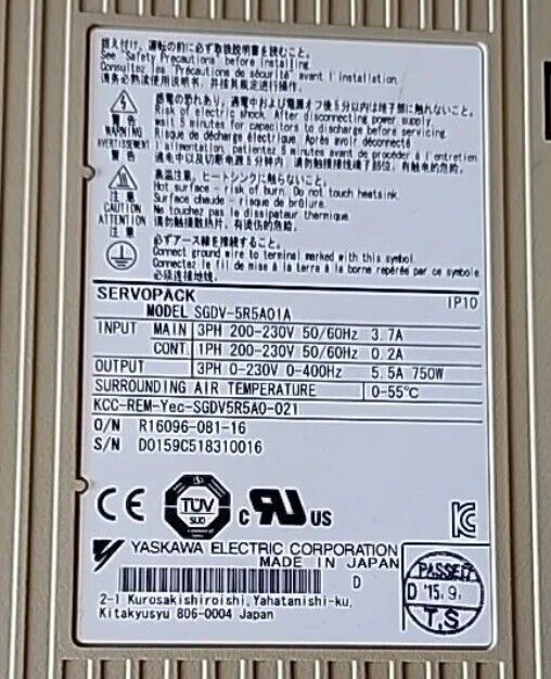 YASKAWA SGDV-5R5A01A 750W AC Servo Driver with Warranty & Free Shipping