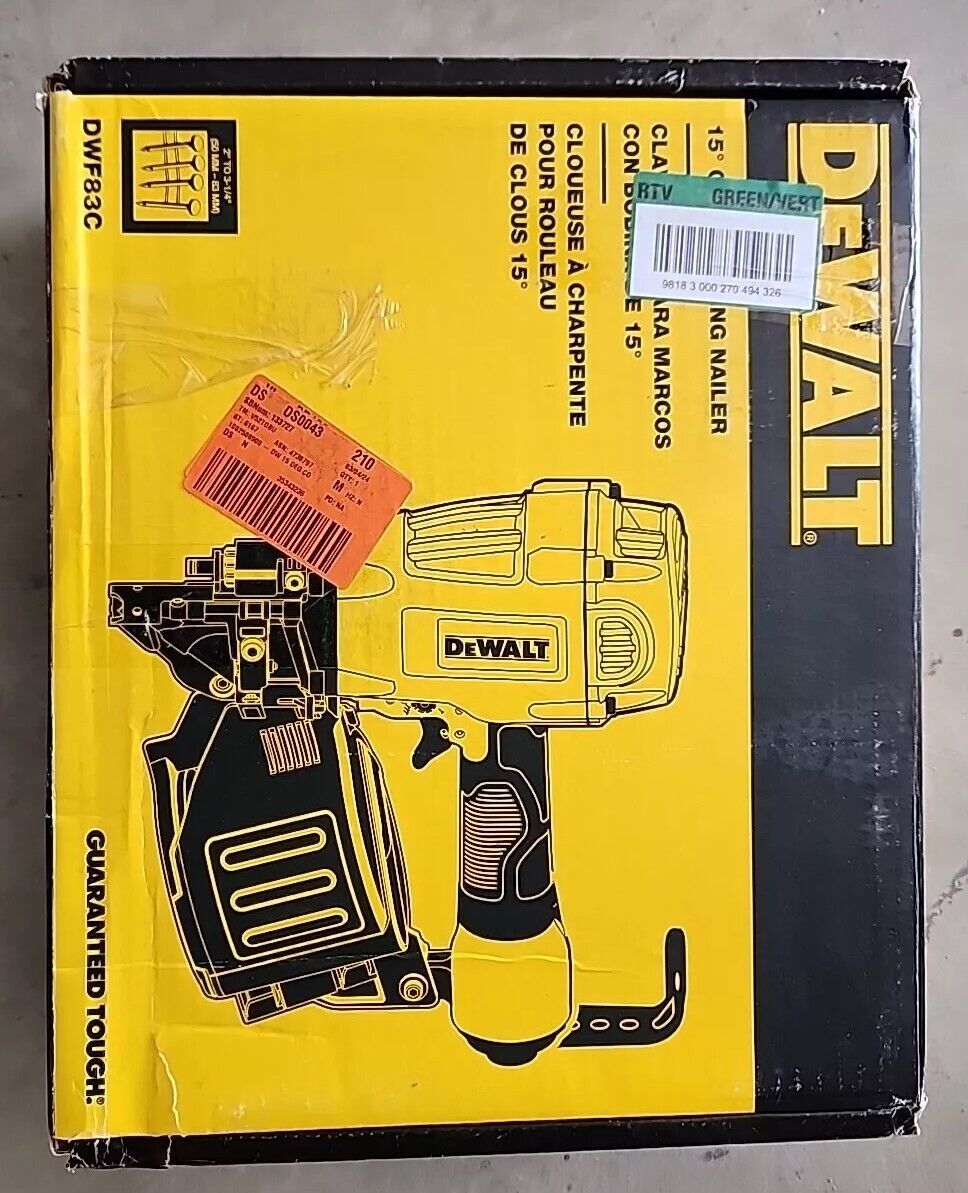 DEWALT DWF83C DEWALT Pneumatic 15° Coil Framing Nailer with Warranty & Free Ship