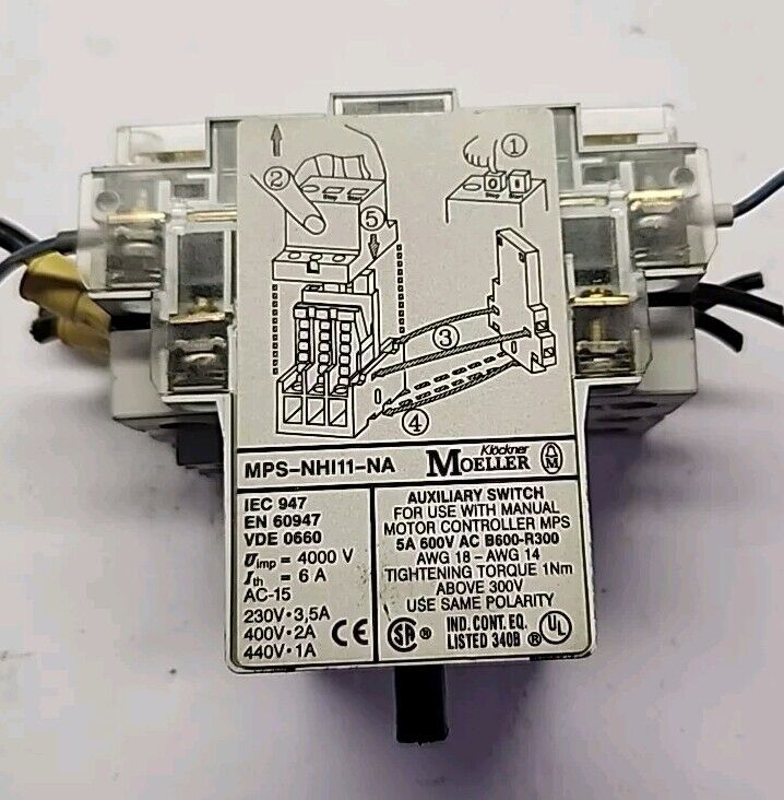 Klockner-Moeller MPS-NHI11-NA MPS-4 Thermal Magnetic Circuit Breaker Free Ship