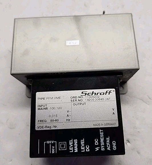 Schroff PFM VME, Ser. No. 1420500645/AF Power Supply w/Warranty & Free shipping