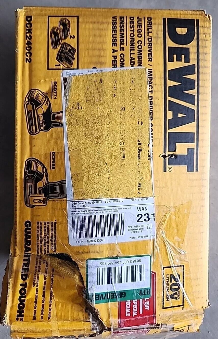 DEWALT DCK240C2 20V Impact Driver Combo Kit with Warranty & Free Shipping