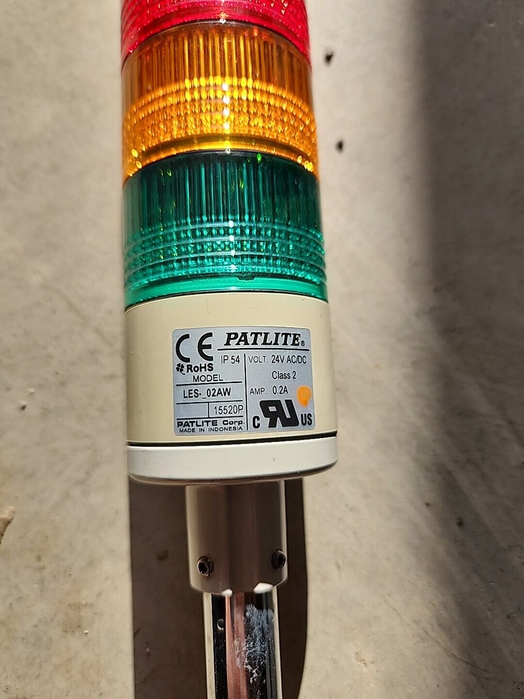 Patlite LES-02A Tall Stack Light Assembly Red Yellow Green - Free Shipping