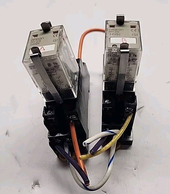 Omron (2) MY2N 24VDC Relays and (2) Bases 2153EW1 - Free Shipping