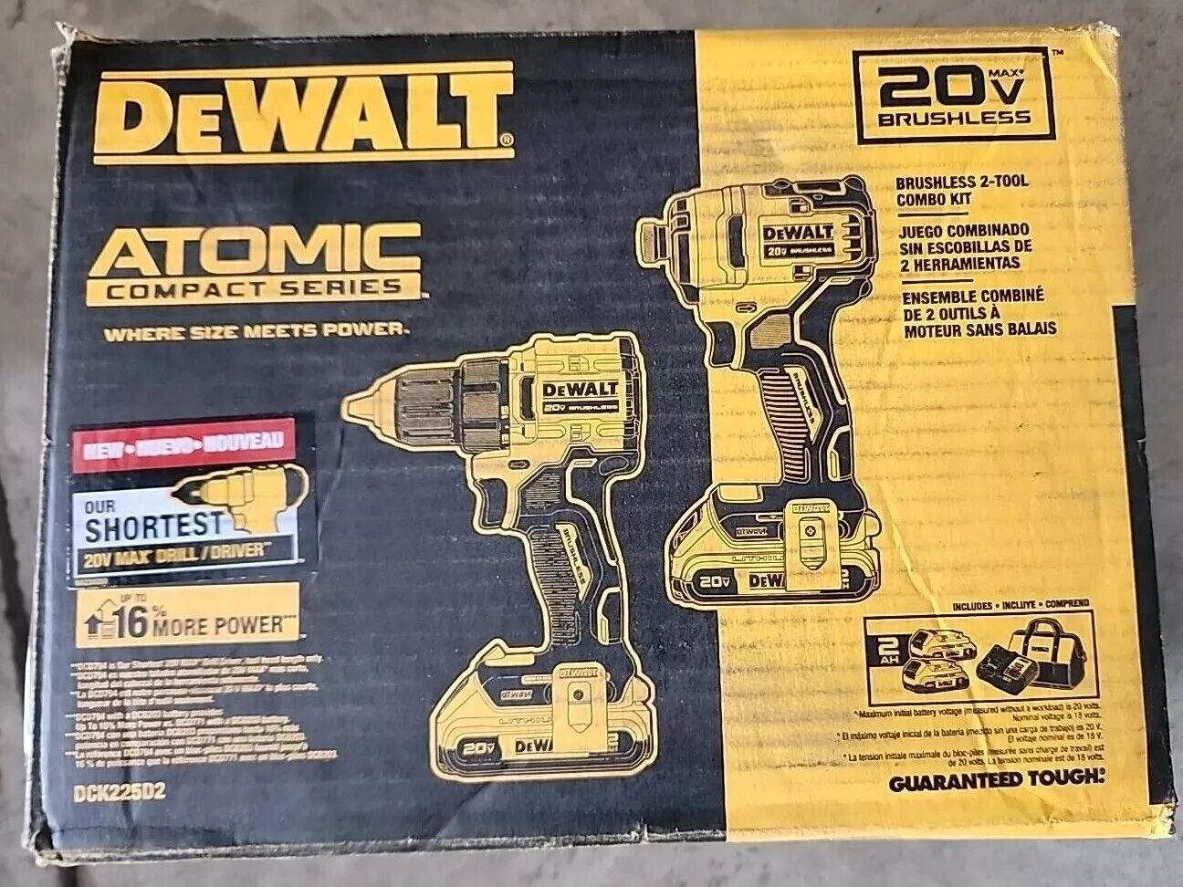 DEWALT ATOMIC 20-Volt MAX 2-Tool Combo Kit - DCK225D2 with 2 Batteries Free Ship