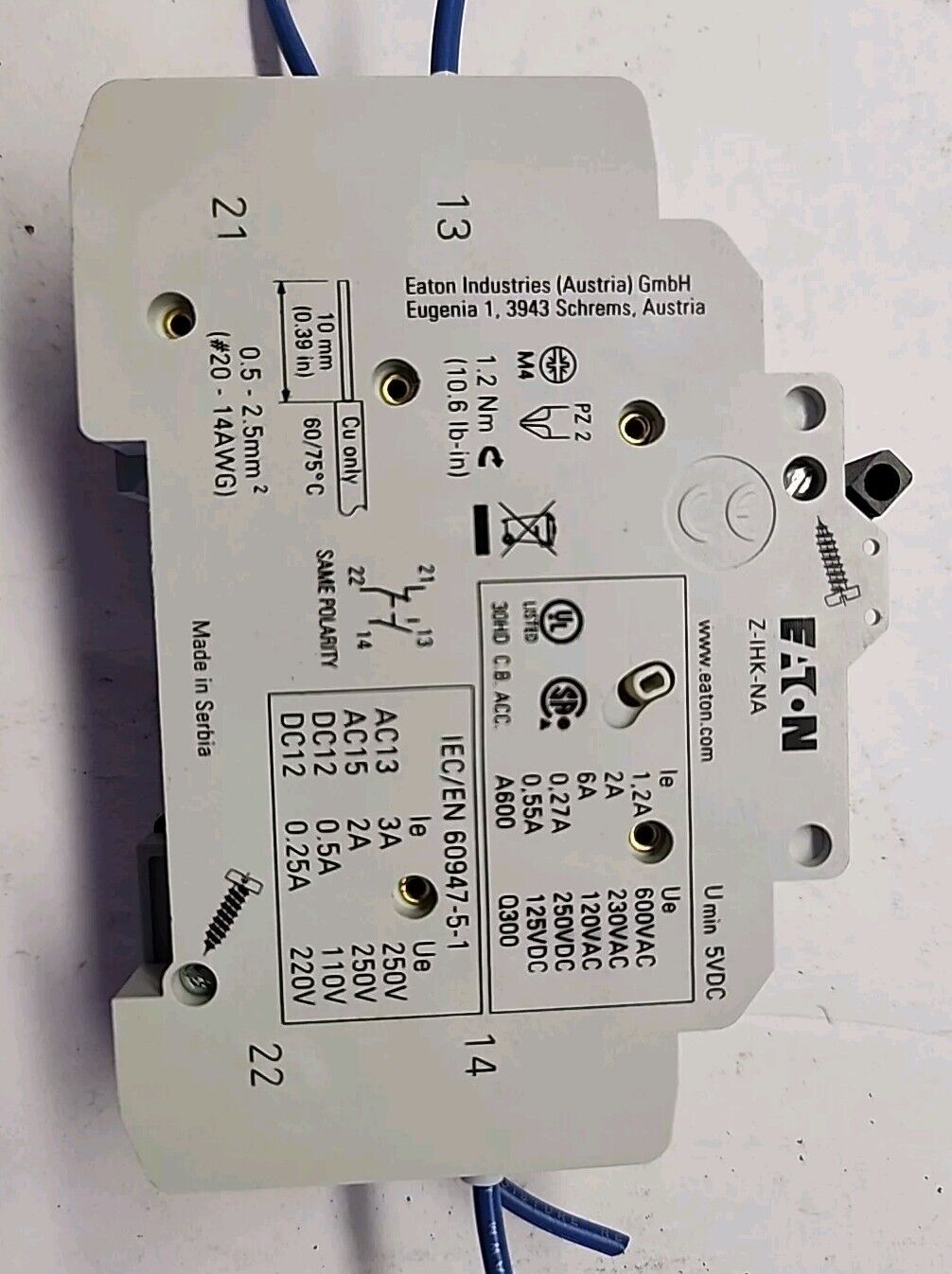 Eaton CIRCUIT BREAKER FAZ-C2/1-NA / Z-IHK-NA Warranty & Free Shipping