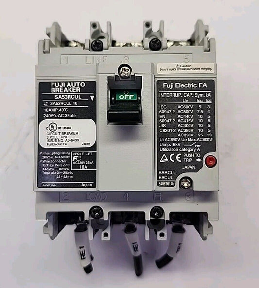 Fuji SA53RCUL-10  Circuit Breaker 10A with Warranty & Free Shipping