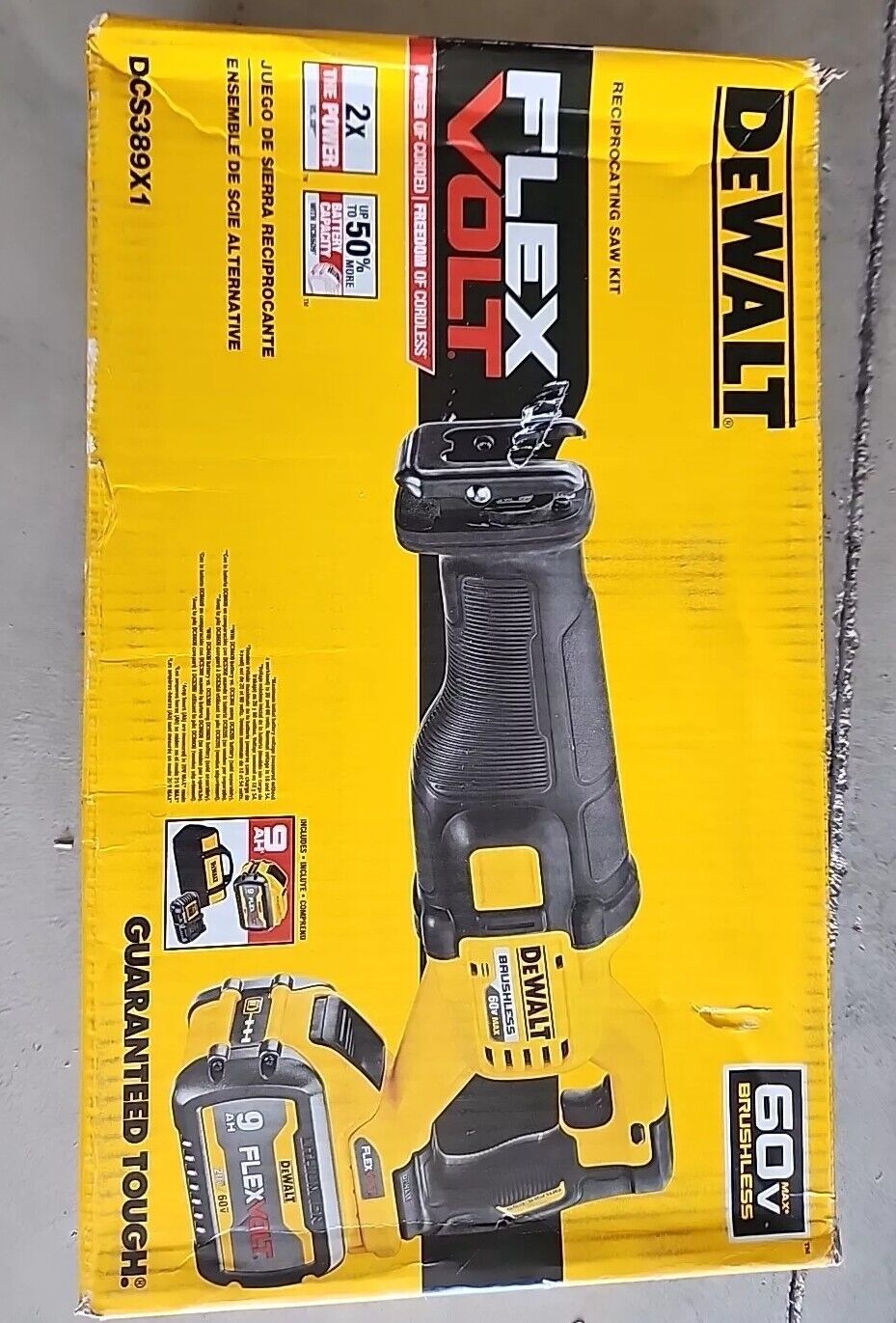 DEWALT DCS389X1 FLEXVOLT 60V MAX Recip. Saw with 9.0Ah Battery - Free Shipping