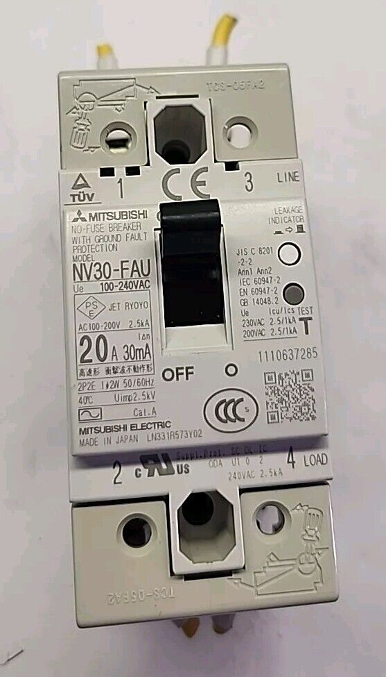 Mitsubishi Electric  NV30-FAU  2-Pole 5 Amp 100-240 VAC Circuit Breaker