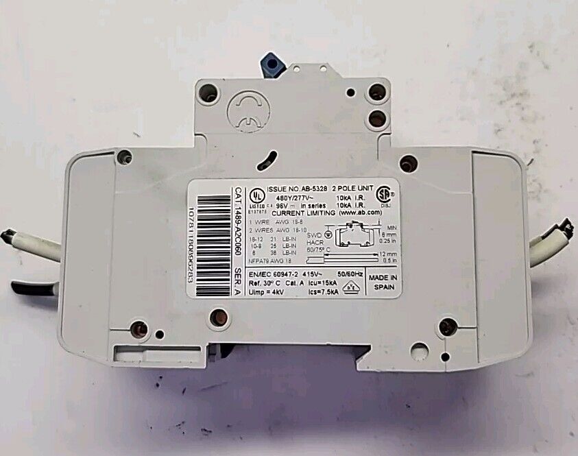 Allen Bradley 2 Pole Auxiliary Switch Ser. A 1489-A2C060 Free Shipping