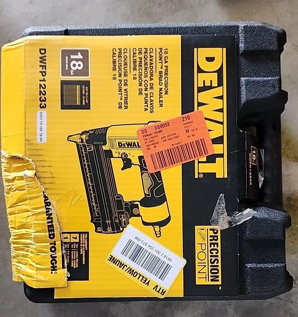 DEWALT DWFP12233 18-Gauge Precision Point Pneumatic Brad Nailer & Case Free Ship