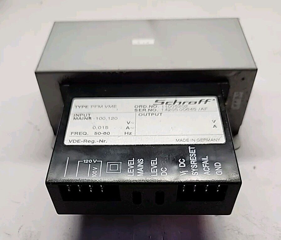 Schroff PFM VME, Ser. No. 1420500645/AF Power Supply w/Warranty & Free shipping