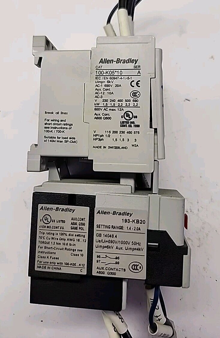 Allen Bradley 100-K05*10 Contactor With 193-KB20 Relay Free Shipping