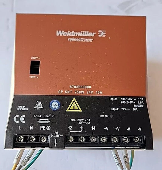Weidmuller 8708680000 CP SNT 250W 24V 10A Power Supply with Warranty & Free Ship