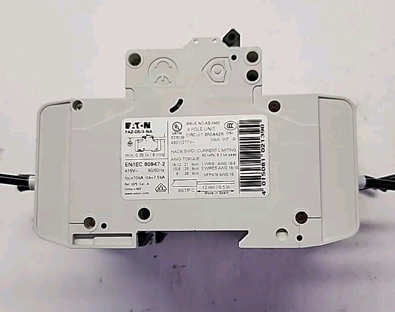 Eaton CIRCUIT BREAKER FAZ-D5/3-NA, Z-IHK-NA - Free Shipping