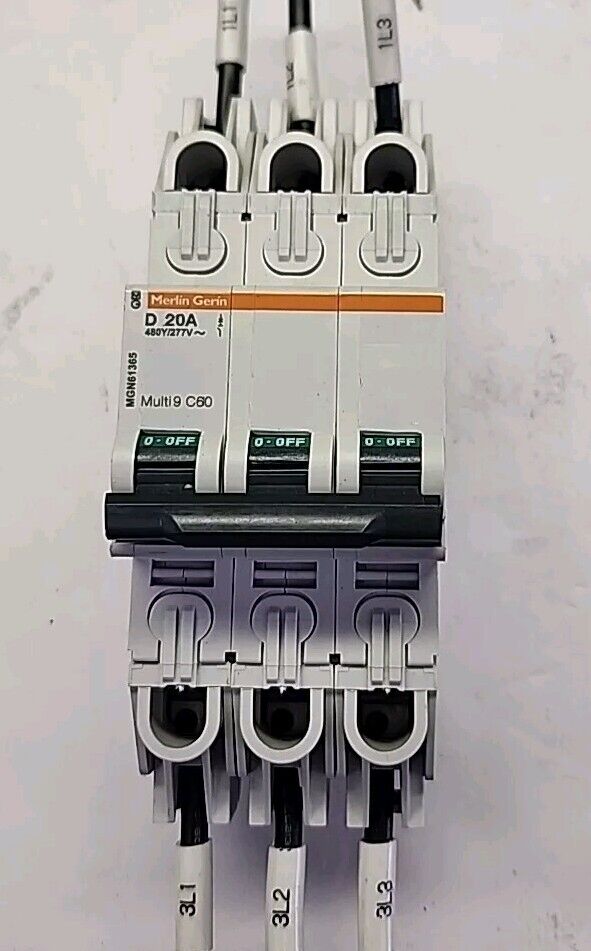 MERLIN GERIN 3 POLE D20A 480Y/277V MULTI9 C60 MGN61365 Free Shipping