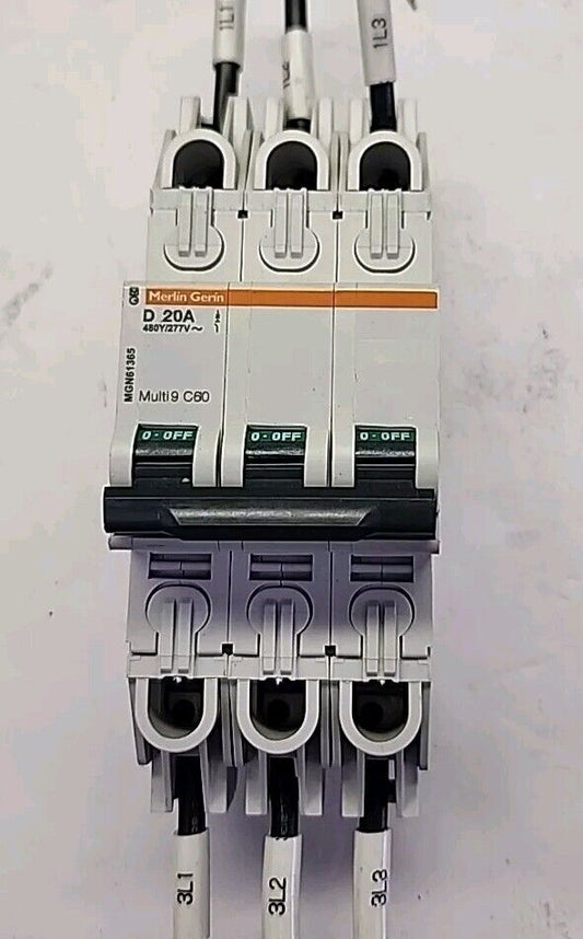 MERLIN GERIN 3 POLE D20A 480Y/277V MULTI9 C60 MGN61365 Free Shipping