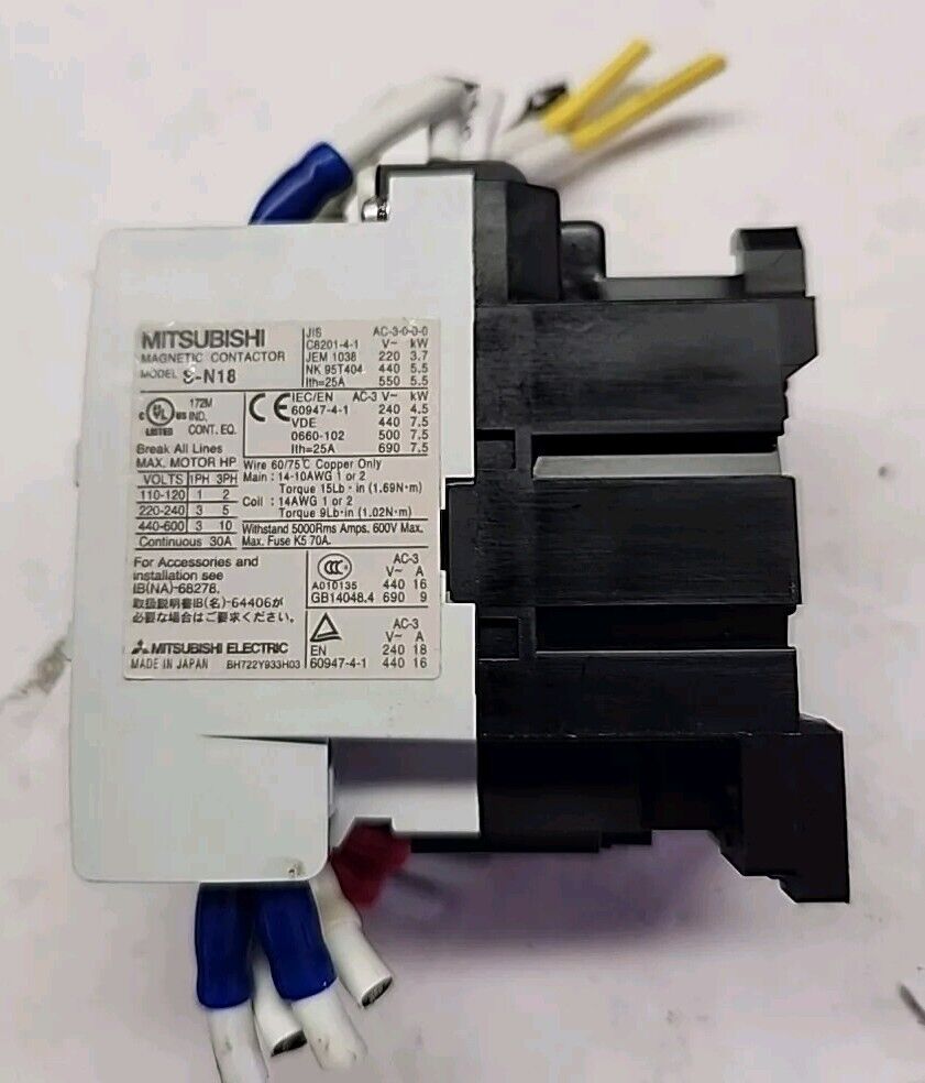 MITSUBISHI S-N18 CONTACTOR 3 Pole - Free Shipping