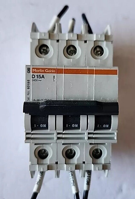 Used MERLIN GERIN Multi9 C60 3-POLE 15A CIRCUIT BREAKER w/Warranty & Free Ship