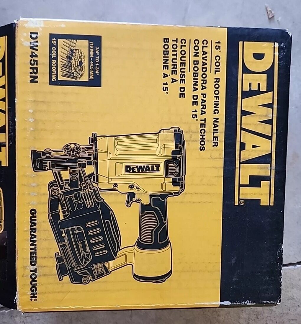 DEWALT DW45RN 15 degree Coil Roofing Nailer with Warranty & Free Shipping