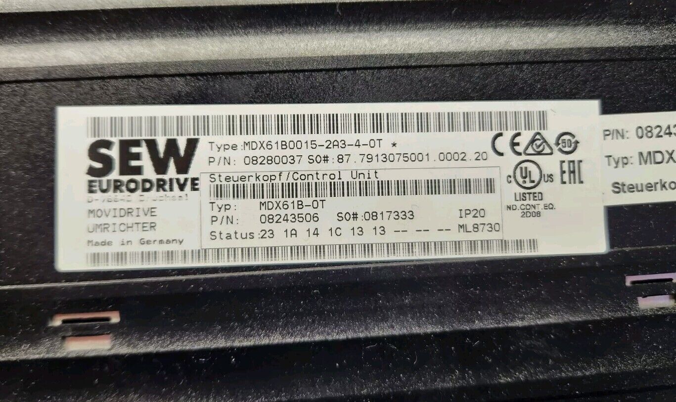 SEW Eurodrive MDX61B0015-2A3-4-OT Movidrive Umrichter PN 08280037 with Warranty