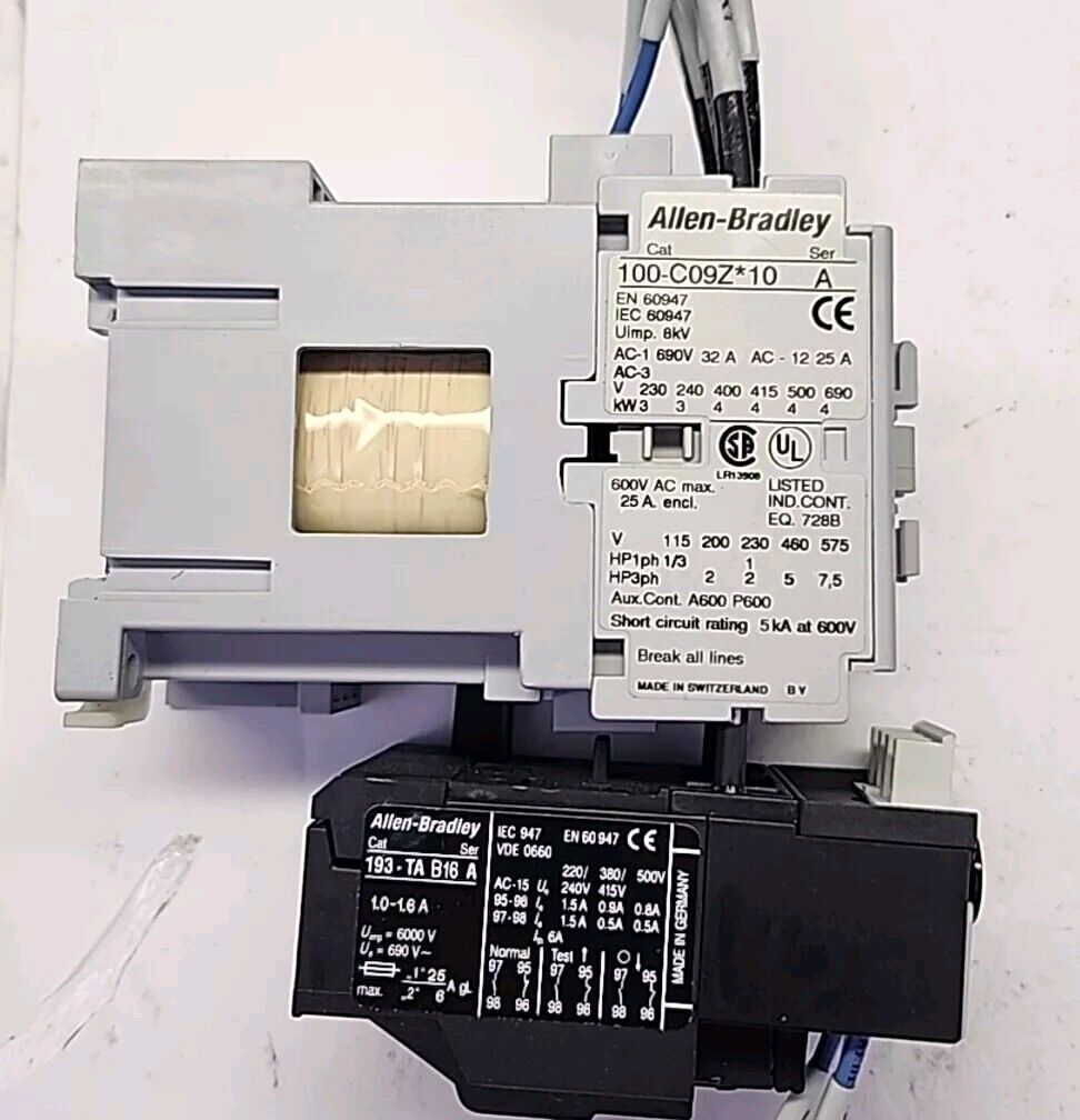 ALLEN BRADLEY STARTER 100-C09Z*10 SER A + 193-TAB16 1.0-1.6A Free Shipping