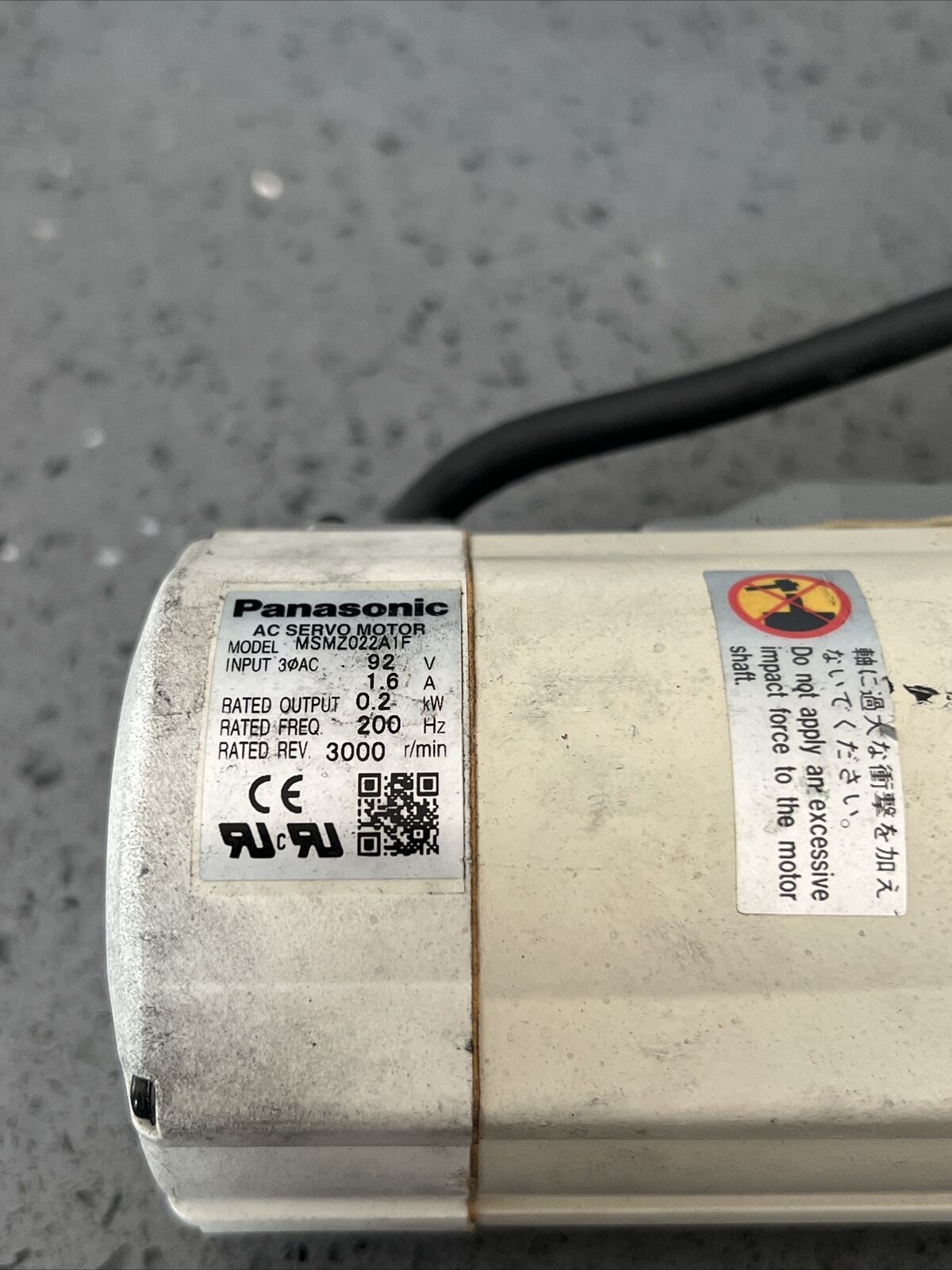 Used Panasonic servo motor MSMZ022A1F w/ warranty