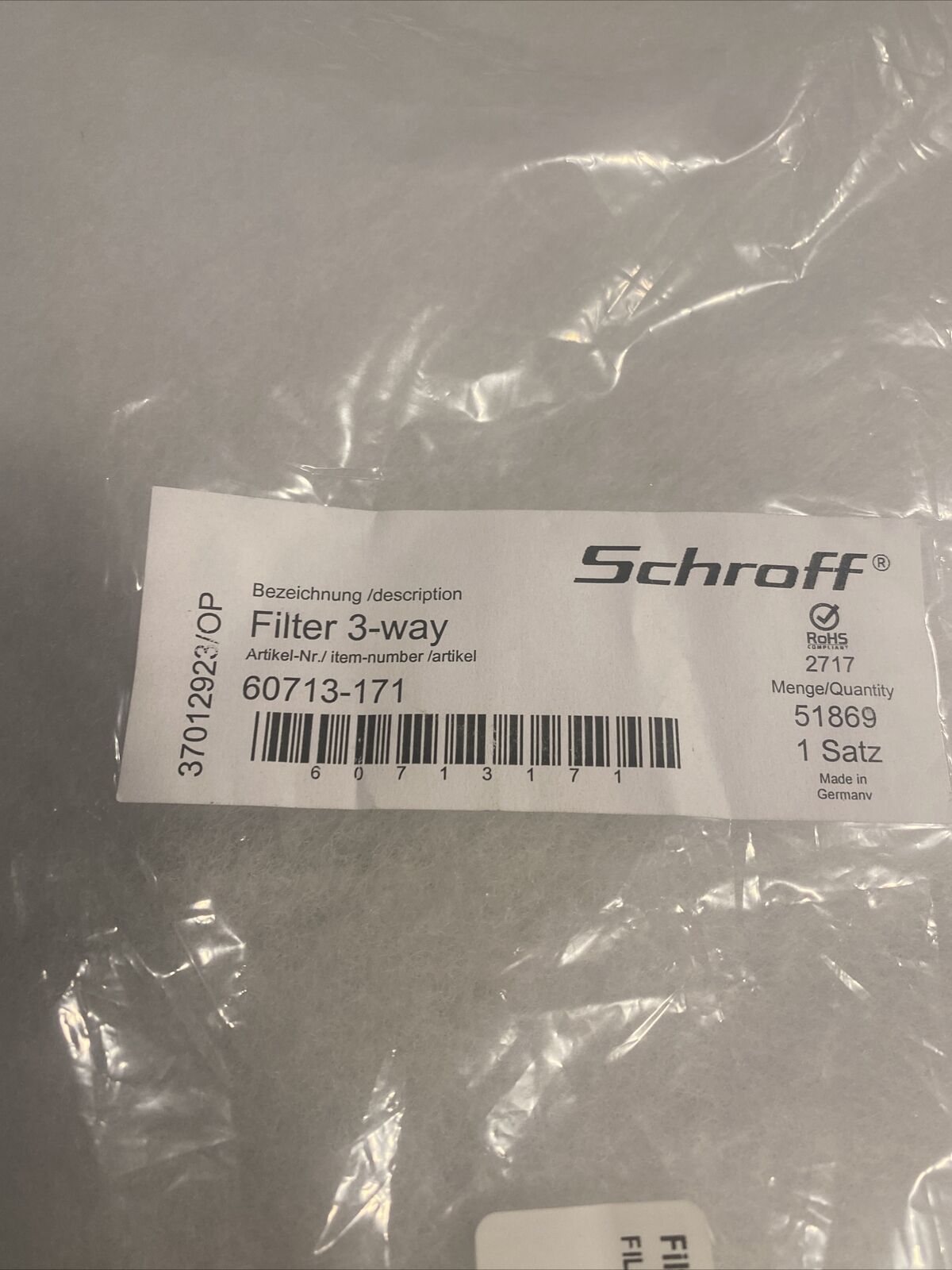 New SCHROFF FILTERS 3-WAY 60713-171 FOR ASM FILTER MAT 230 X 360 w/ warranty