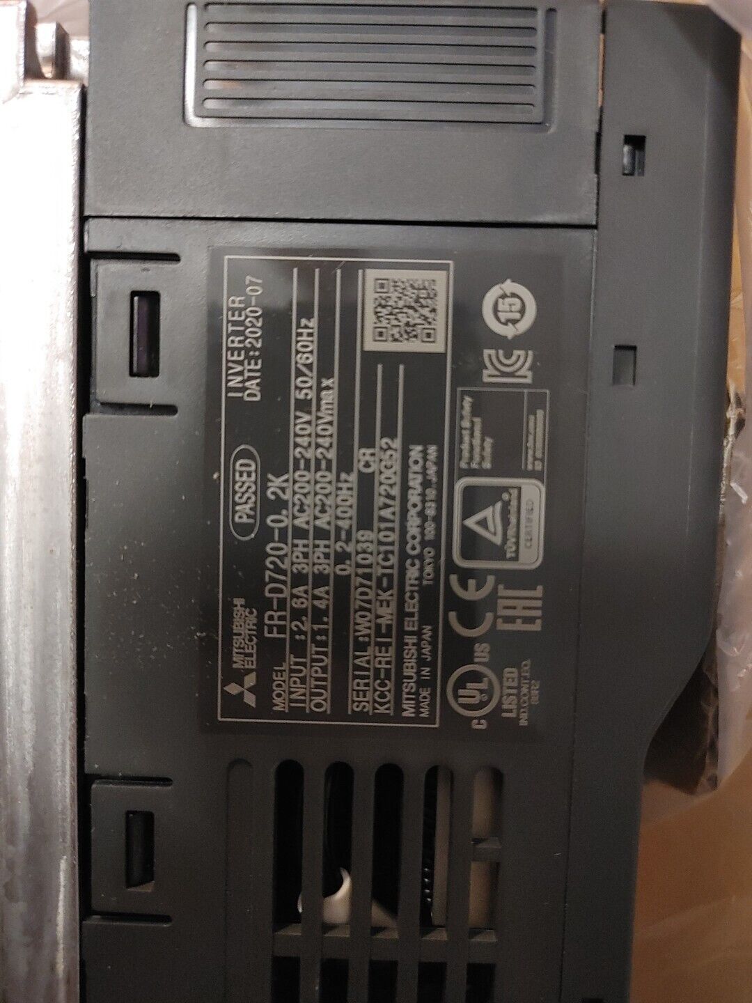 Mitsubishi Electric FR-D720-0.2K Freqrol-D700 Inverter Drive 3PH 200-240 VAC