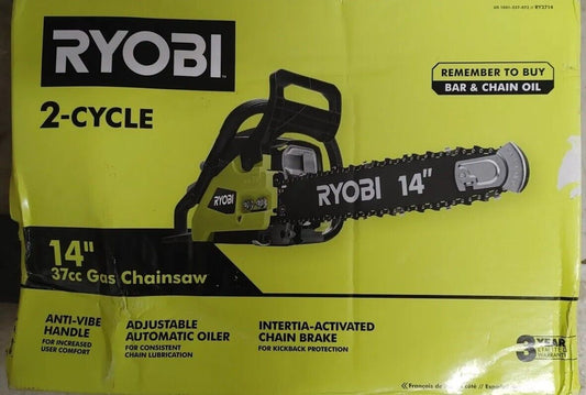 Ryobi RY3714 2 Cycle 14" 37cc Gas Powered Chainsaw with Warranty Free shipping