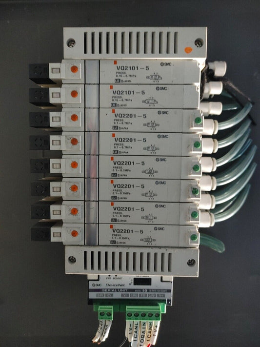 SMC EX120-SDN1 Serial Interface Unit SQ w/ (8) Solenoid Valves 24VDC Valve