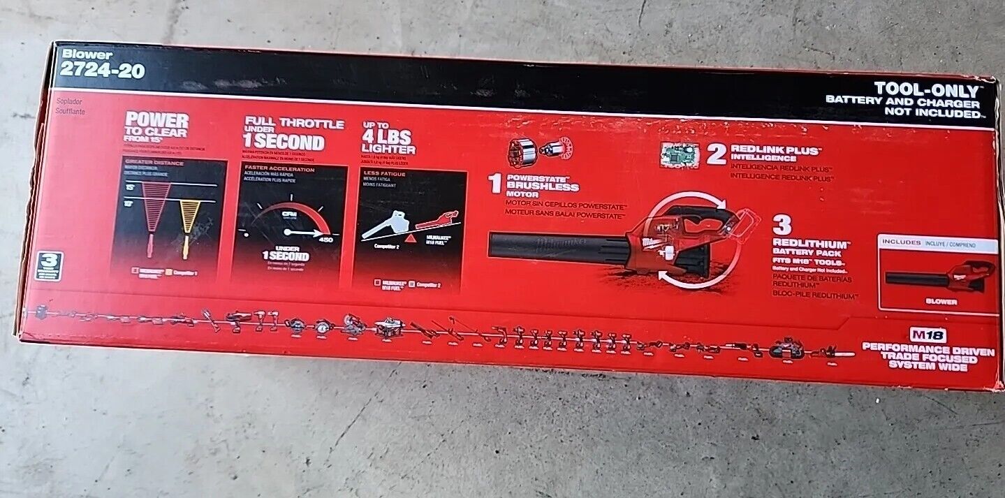 Milwaukee M18 Fuel Handheld Leaf Blower 2724-20 Warranty & Free Shipping