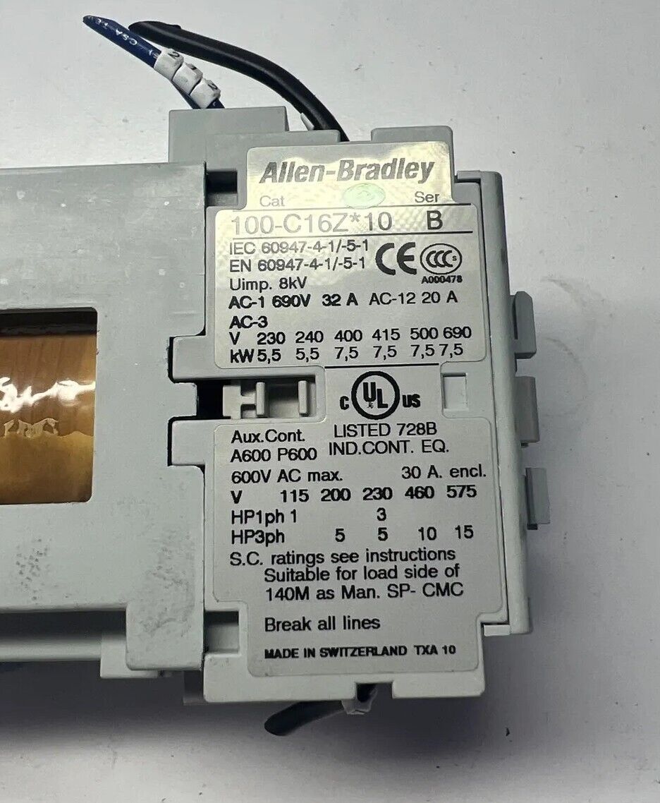 Used Allen Bradley 100-C16Z*10 Contactor SER B USA with warranty & Free Shipping