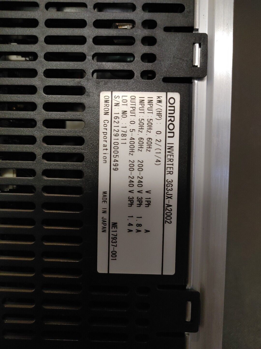 OMRON 3G3JX-A2004 Inverter Missing Cover With Warranty & Free Shipping