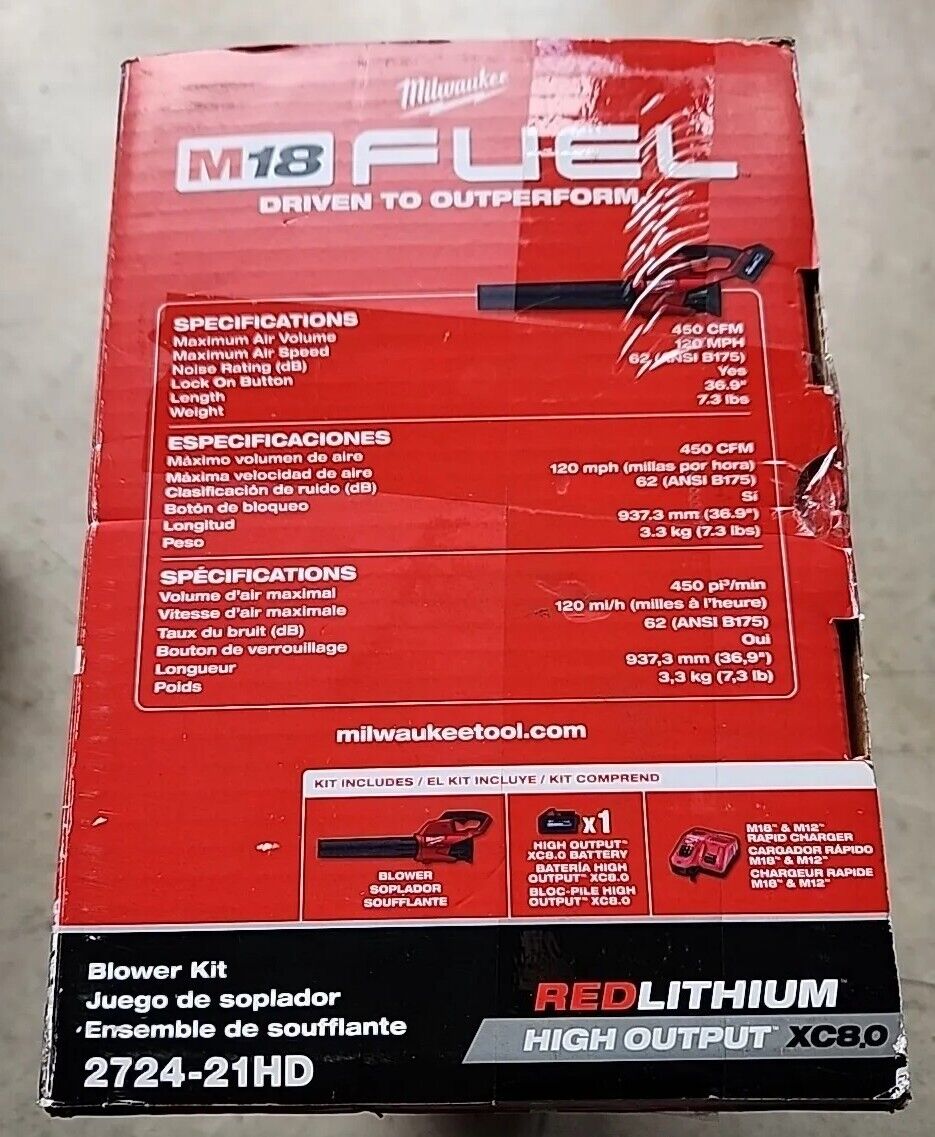 Milwaukee 272421HD M18 FUEL Lithium-Ion Cordless Blower Kit (8 Ah) New