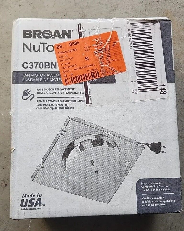 Broan-NuTone C370BN 70 CFM Replacement Motor Wheel for 695A Bathroom Exhaust Fan