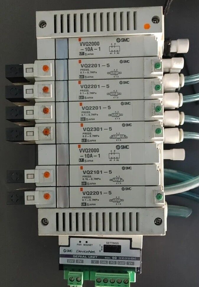 SMC EX120-SDN1 Serial Interface Unit SQ w/ (8) Solenoid Valves 24VDC Free Ship