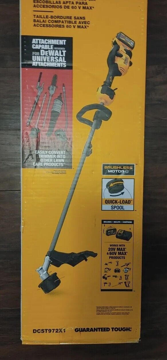 DEWALT DCST972X1 60V MAX BL Li-Ion 17 in. String Trimmer Kit  New Free Shipping