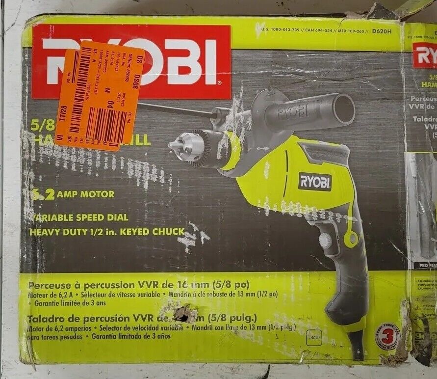 RYOBI  R620H 6.2 Amp Corded 5/8 in. Variable Speed Hammer Drill Free Shipping