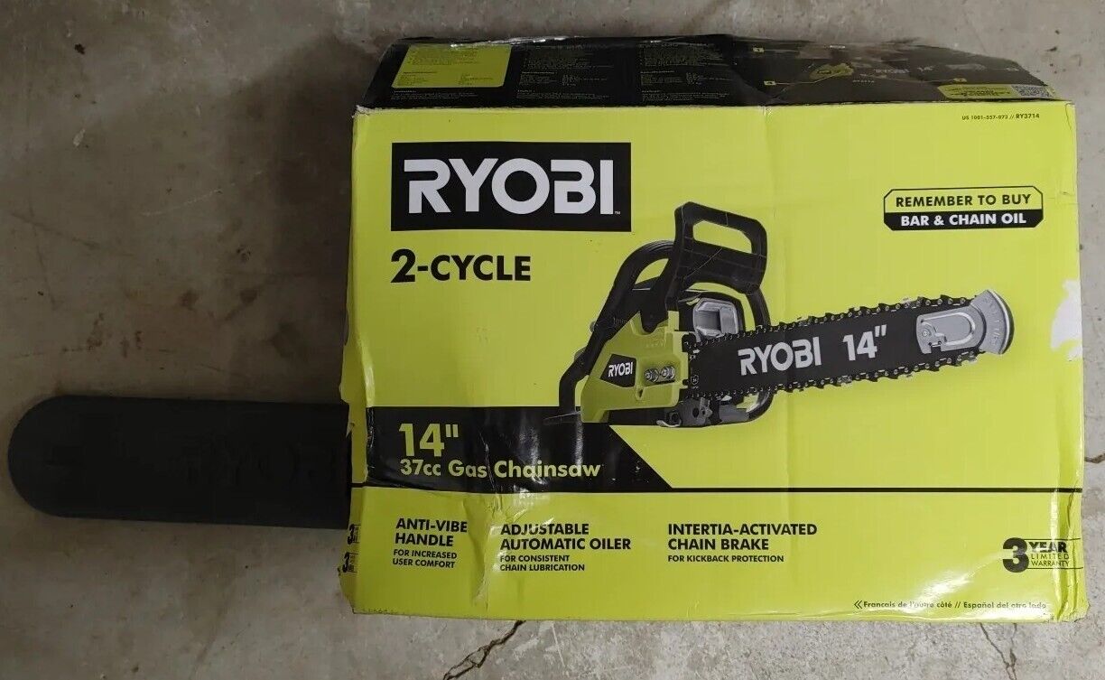 Ryobi RY3714 2 Cycle 14" 37cc Gas Powered Chainsaw with Warranty Free shipping