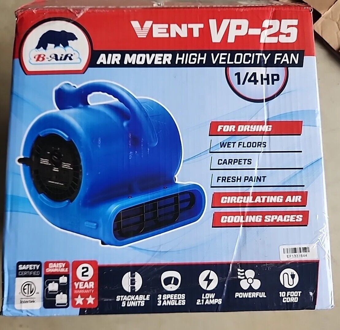 B-Air VP-25 1/4 HP Air Mover for Water Damage Restoration w/warranty & Free Ship