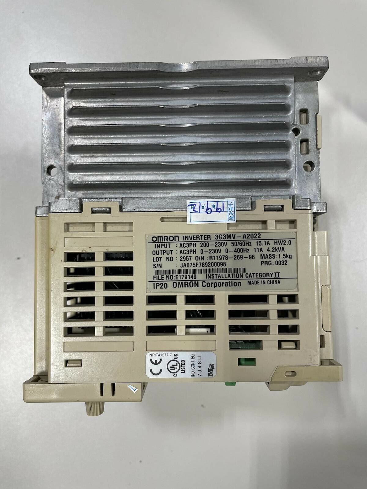 OMRON 3G3MV-A2022 SYSDRIVE 3G3MV INVERTER 230VAC 3PH 15.1A 60HZ